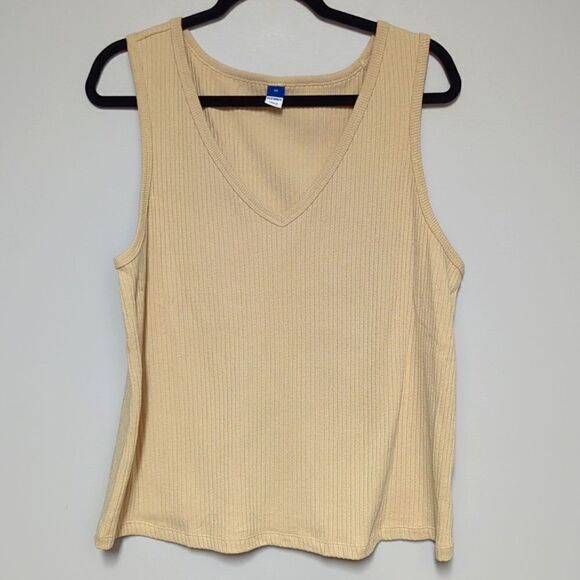 Old Navy Tan V Neck Ribbed Tank Top - Picture 1 of 6
